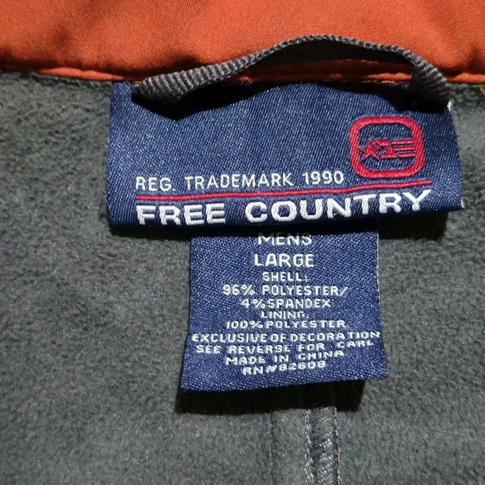 Free Country Men's High Stretch Full Zip Hybrid Vest Coal Orange Size Large
